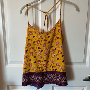 Yellow floral Aztec print tank top